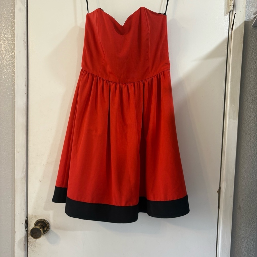 USA Vintage Thread Social Mini Dress Full Skirt Pin Up Retro Orange Black Heart